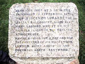 Inscription on stone at Balloon Corner.